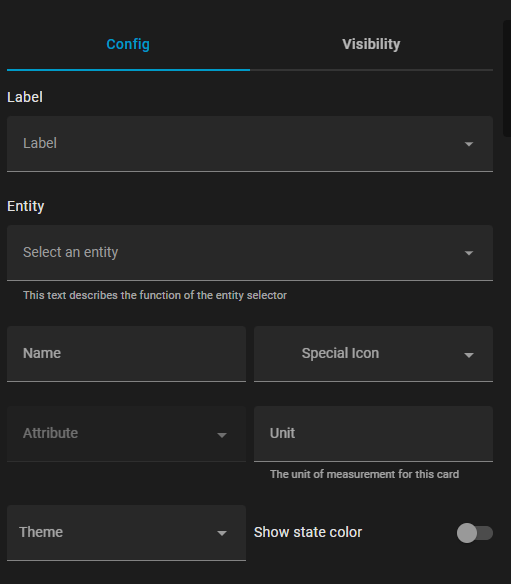 Screenshot of the config form